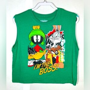 NWT Looney Tunes Shrit Women’s Size Medium Sleeveless Green Teal I’m The Boss